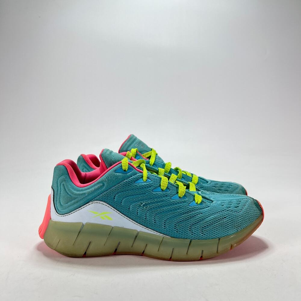 Reebok Zig Kinetica J Neon Blue Glass Blue Pink Running Shoes FX0470 Youth Sz 3